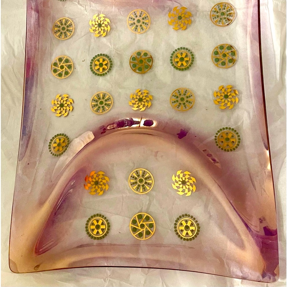 17" Lg VTG MCM Glama Glass Atomic Design Dorothy Thorpe Divided Serving Platter